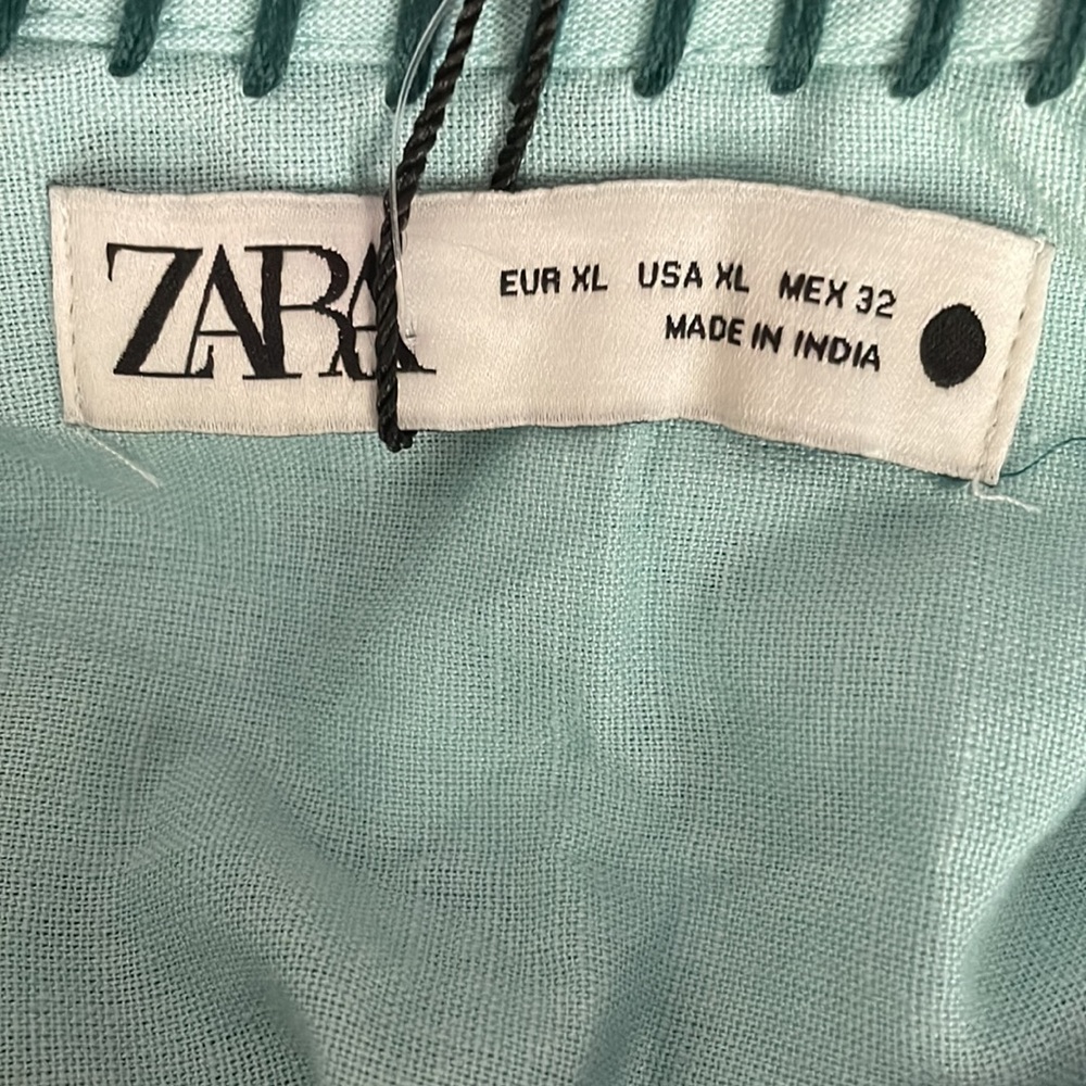Zara NWOT embroidered mint green Kaftan dress - Picture 9 of 9
